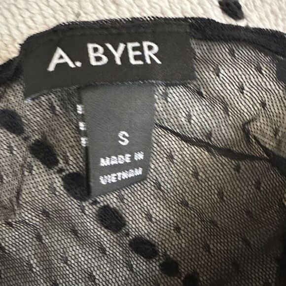 A. Byer Boho Black Sheer Embroidered Bell Sleeve Top  S - Picture 12 of 13